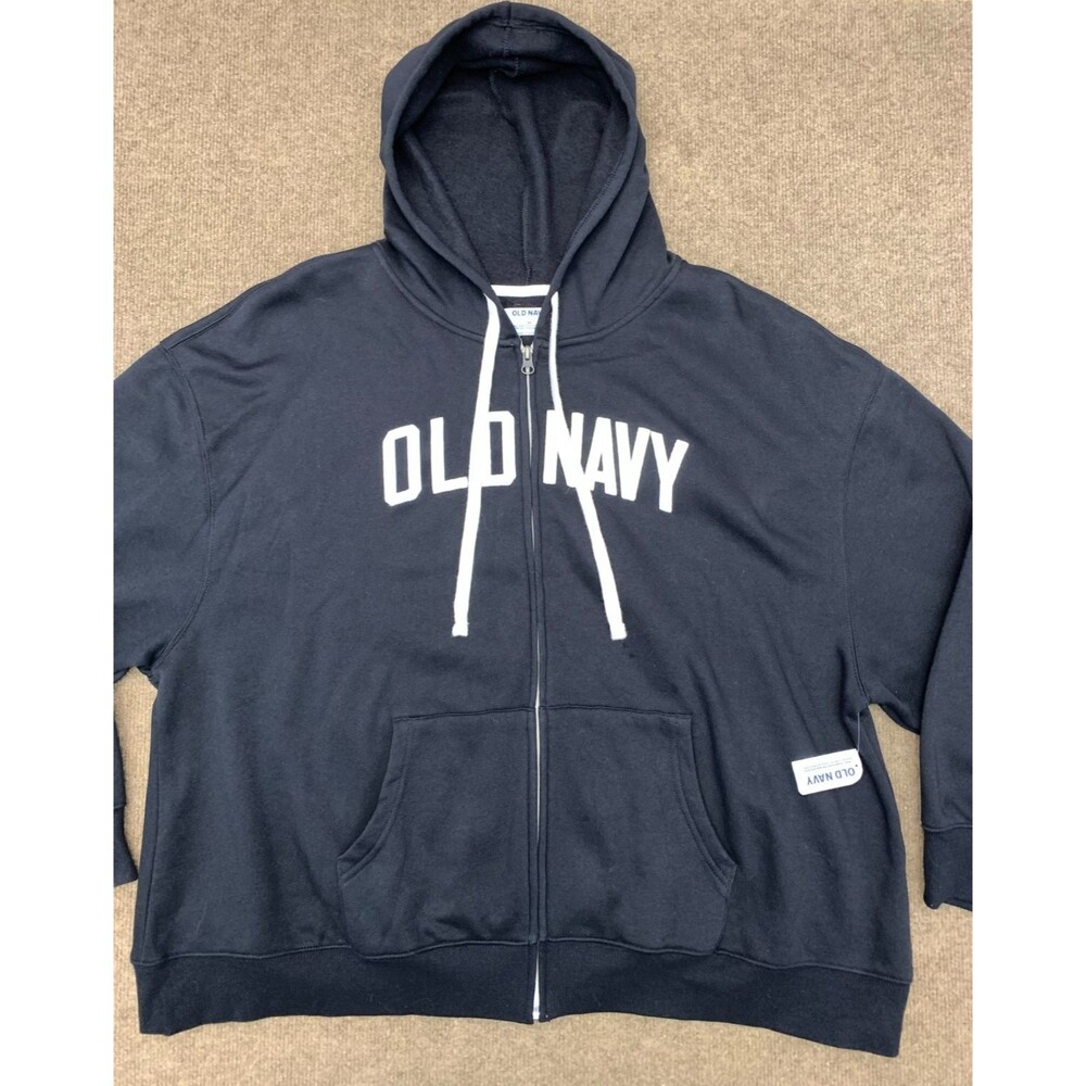 Old Navy Hoodie Womens 2X Full Zip Up Retro Spellout Relaxed Loose Sweatshirt
